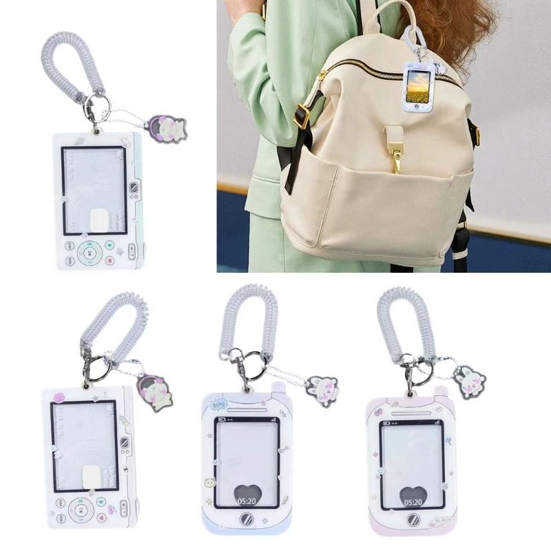 

Acrylic Bus Card Holder Photocard Holder Cartoon Card Holder with Pendant Keychain for Woman Girl best sale
