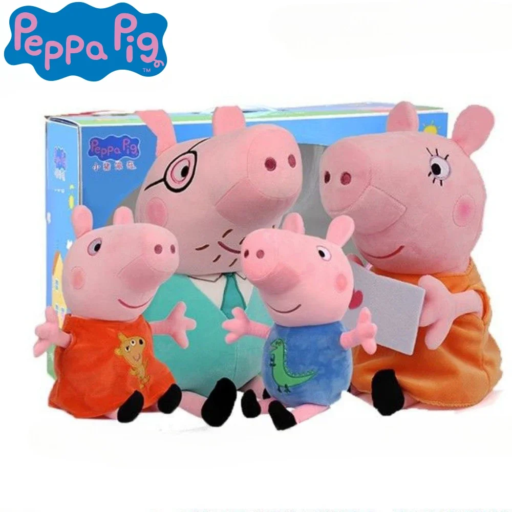 19-30cm Peppa Pig Plush Toy Kawaii Piggy George Piggy Daddy Piggy Mummy Cartoon Doll Children's Room Decoration Throw Pillow