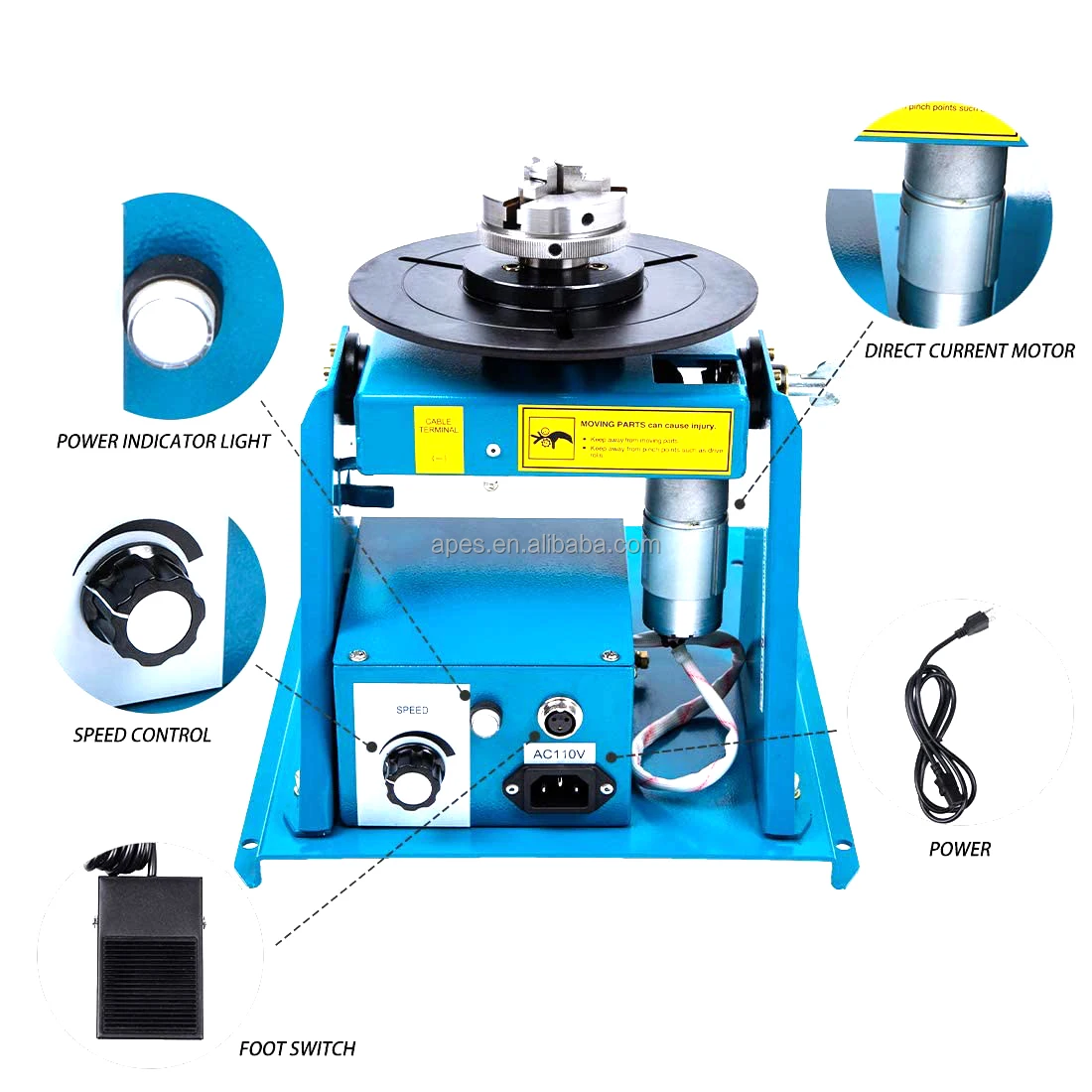 BY-10 light duty welding positioner Welding Positioner Rotator Mini  Turntable With  Chuck 110V and 220V