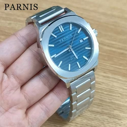 Parnis 42mm Sapphire Crystal Miyota 8215 Automatic Men Mechanical Watch Blue Dial Luminous Mark 316L Stainless Steel