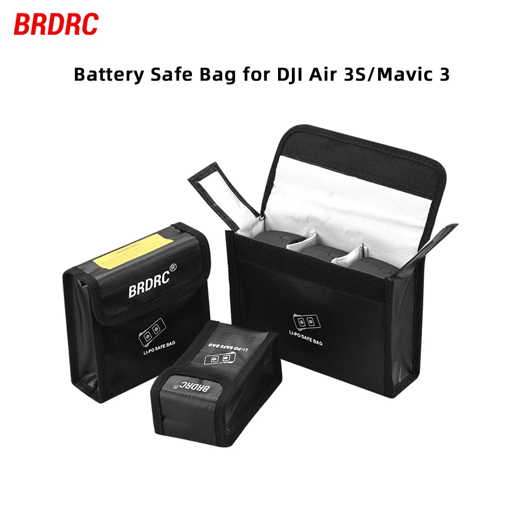 BRDRC Battery Safe Bag for DJI Air 3S/3/Mavic 3/3 Pro Drone LiPo Battery Safe Bag Explosion-proof Protective Bag Case Accessory