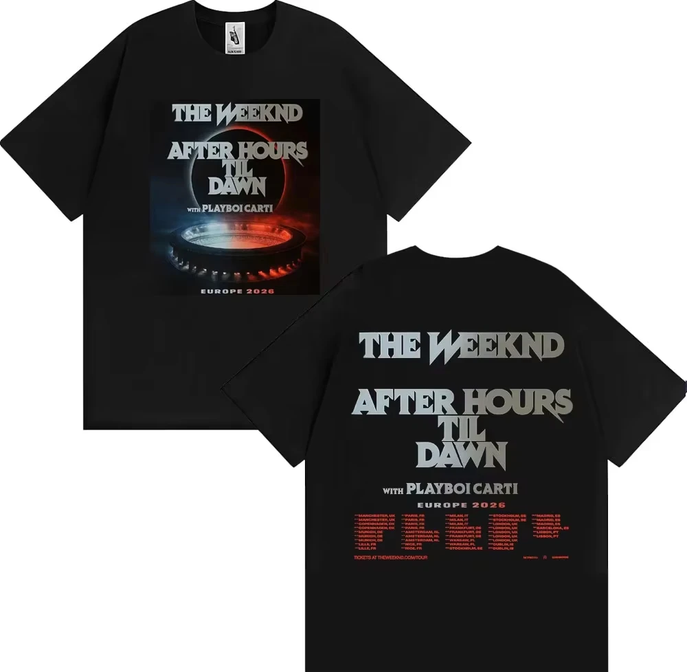 The Weeknd After Hours Til Dawn with Playboi Carti Europe 2026 Dates T Shirts Men Women Casual pure Cotton Short Sleeve T-shirts