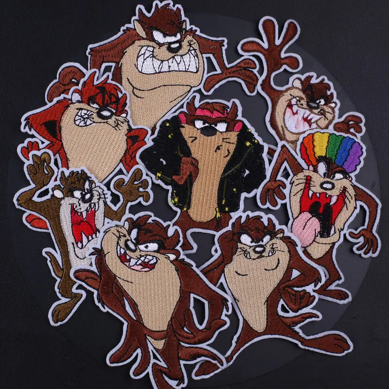 Newest Tasmanian Devil Iron on Embroidered Patches for Clothing Fashion Anime Patch Badge Clothing Thermoadhesive Patch Stickers