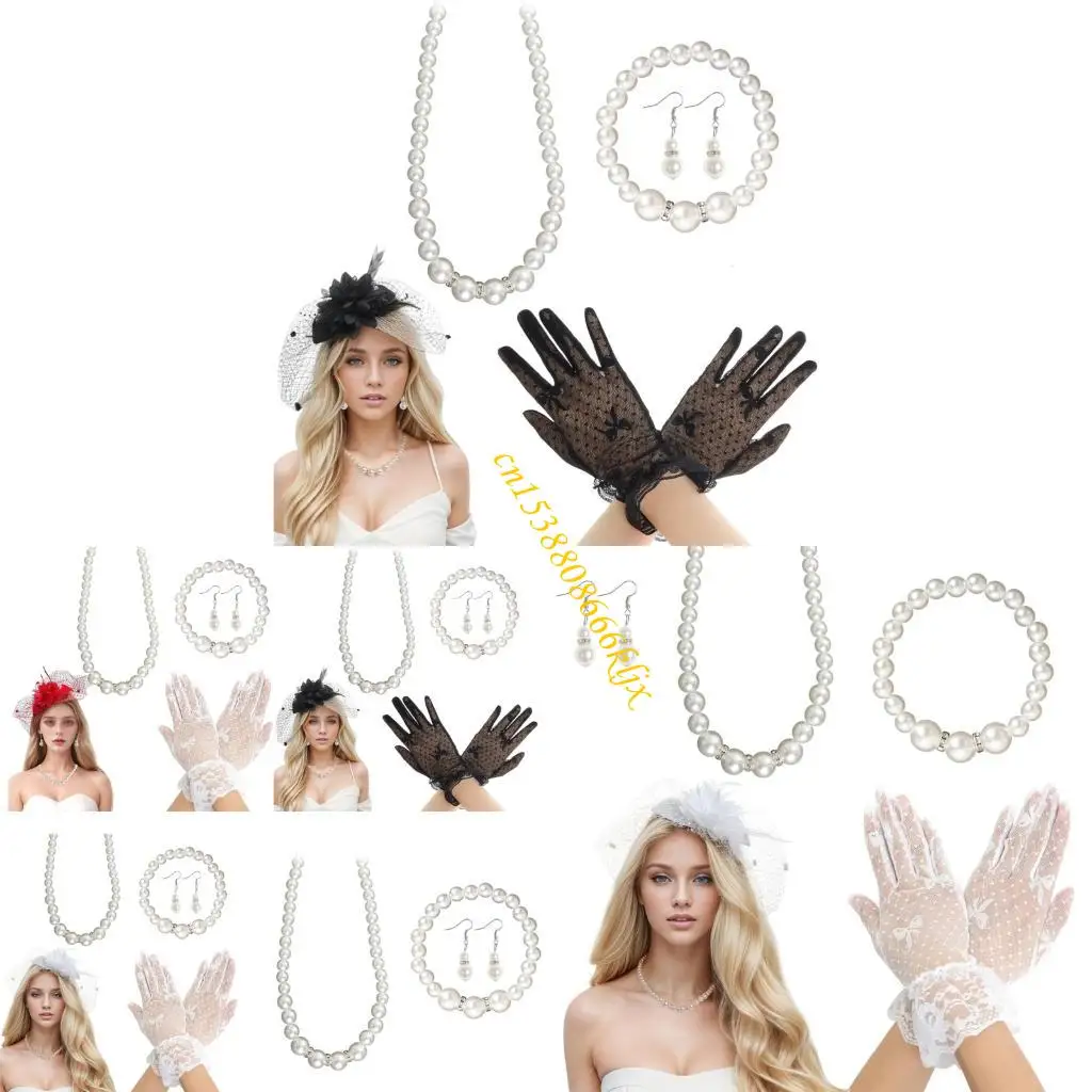 

5Pcs Halloween Teas Party Accessories 1920s Teas Party Fascinators Hat Headband 066C