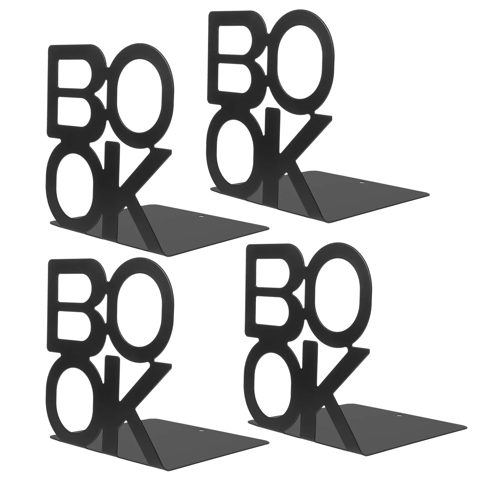 4Pcs Metal Bookends Prevent Books Falling Down Crafted Book Ends File Book Organizer Notebook Organizer for Desk