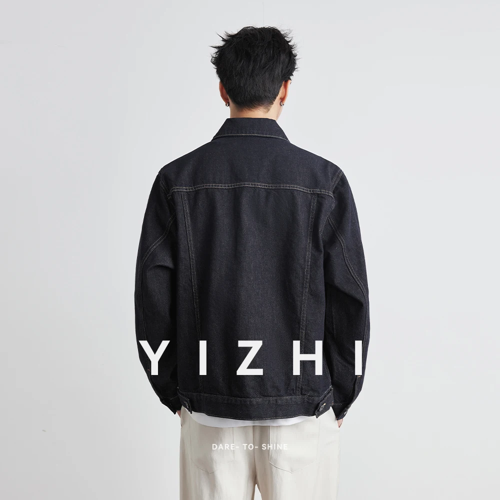 Men's Contrast Color Double Needle Highlighted Denim Jacket 2025 Spring Autumn Classic Retro Lapel Men's Workwear Jacket Top