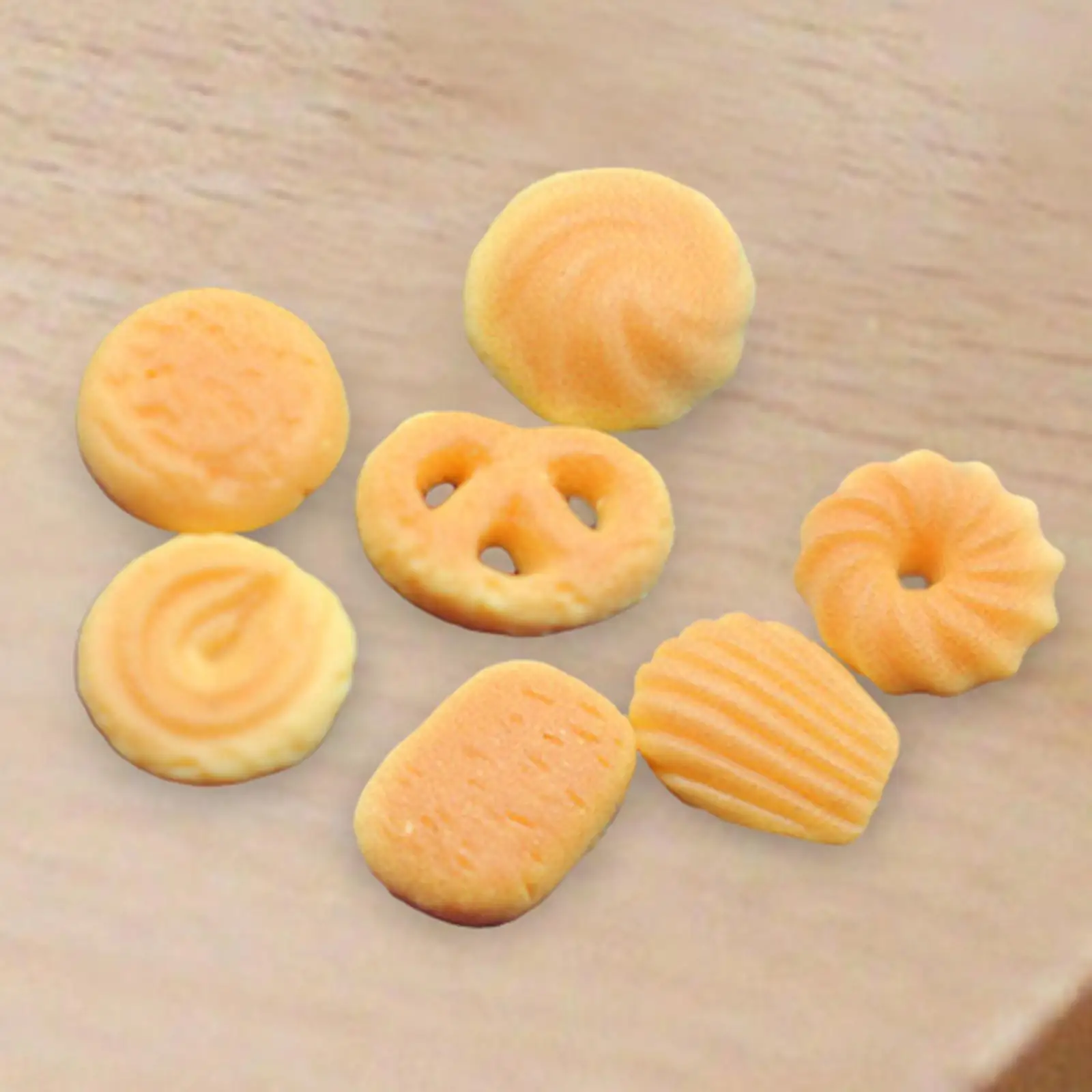 Mini galletas danesas en miniatura, juguetes de comida para casa de muñecas, Mini galletas de postre para casa de muñecas, accesorio de adornos, 7 unidades