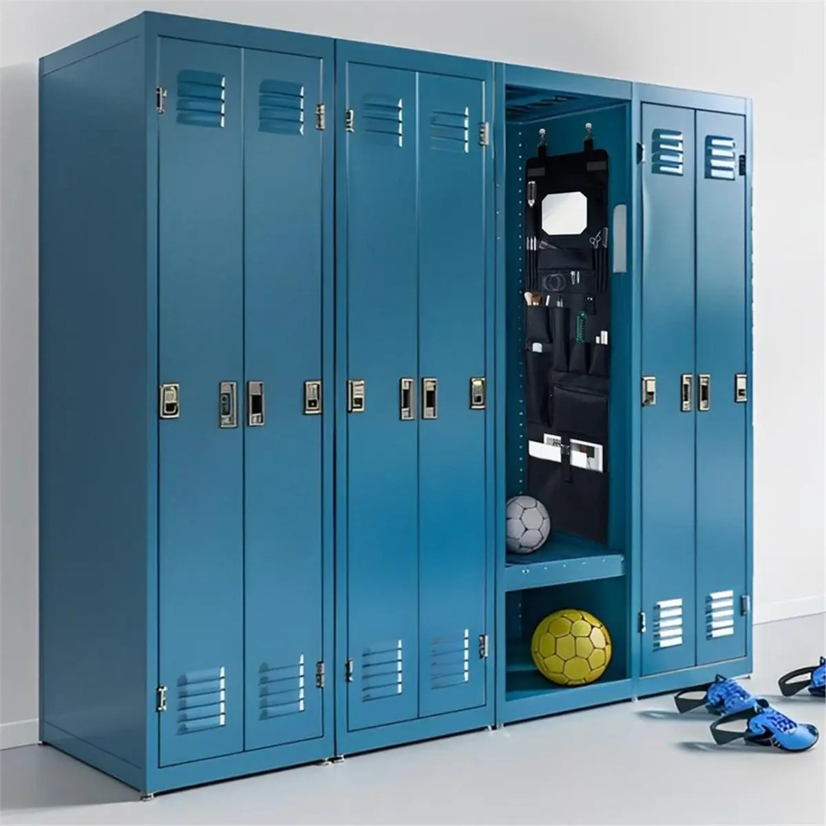 (A75U] Student Dormitory Hanging Closet Shelf Locker Door Organizer 53.54 X 12.6 in with Acrylic Mirror,600D Oxford Cloth