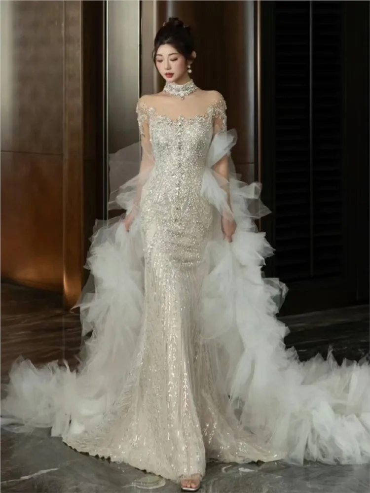 

A new fish-tail light luxury main fabric welcome dress for going out