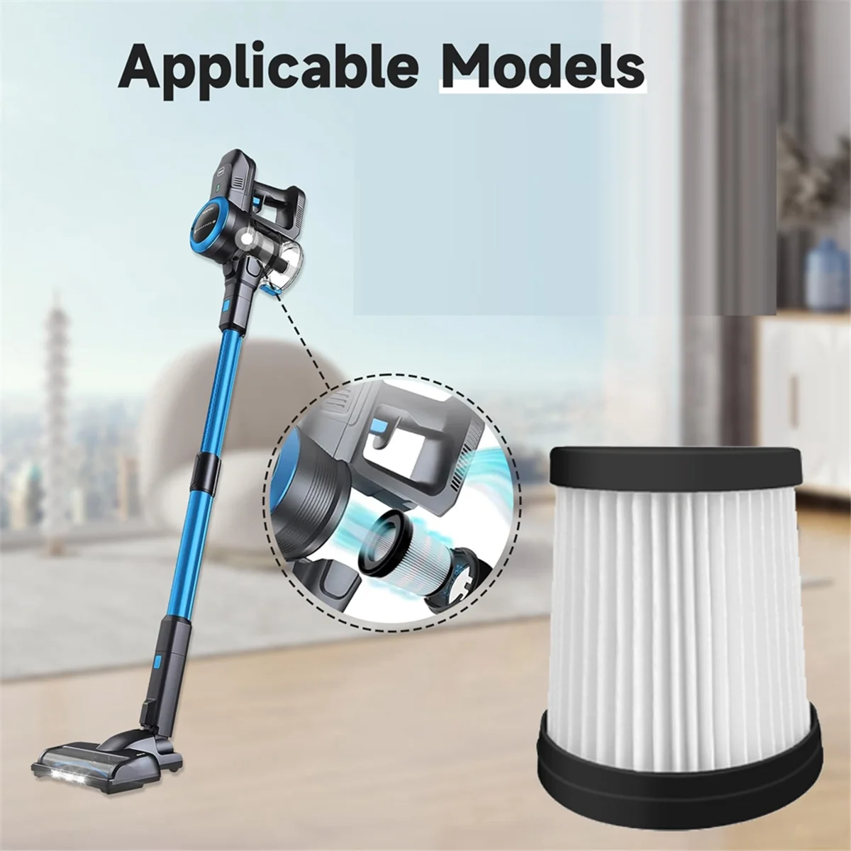 HEPA Filter Compatiable for FSV001,FSV101,Girnoor G160&G165 A300Cordless Stick Vacuum Cleaners Series