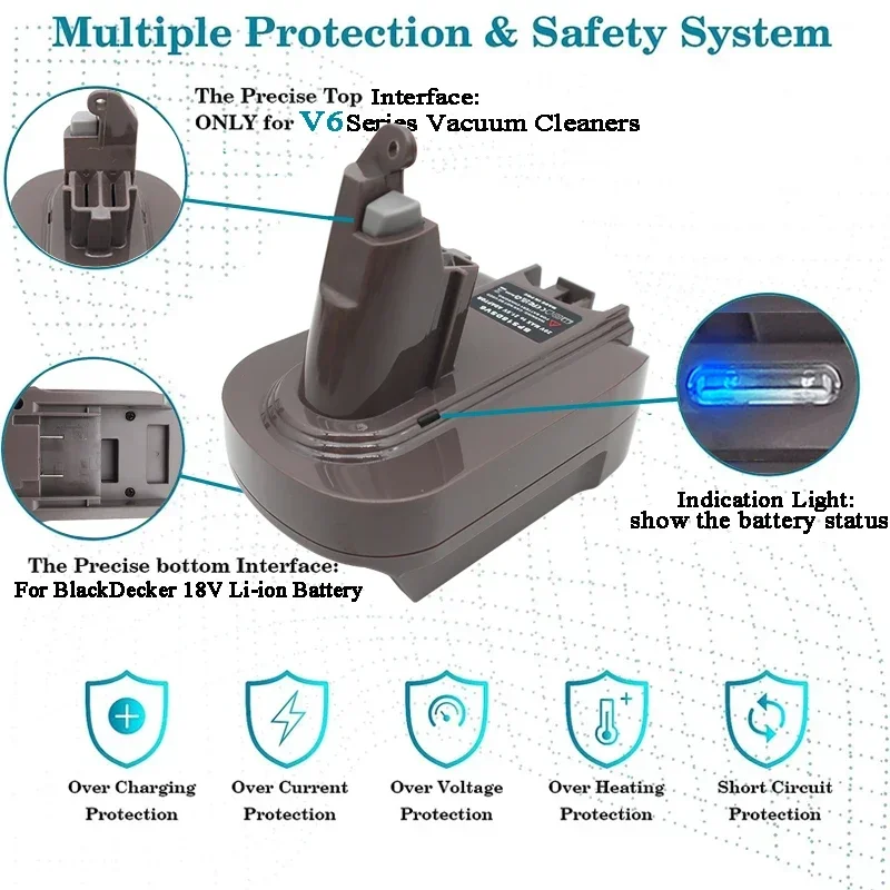 Li-ion batterie adapter mt18dsv6 dw18dsv6 bps18dsv6 für makita für dewalt für black decker 18v batterie für dyson v6 vacuun reiniger