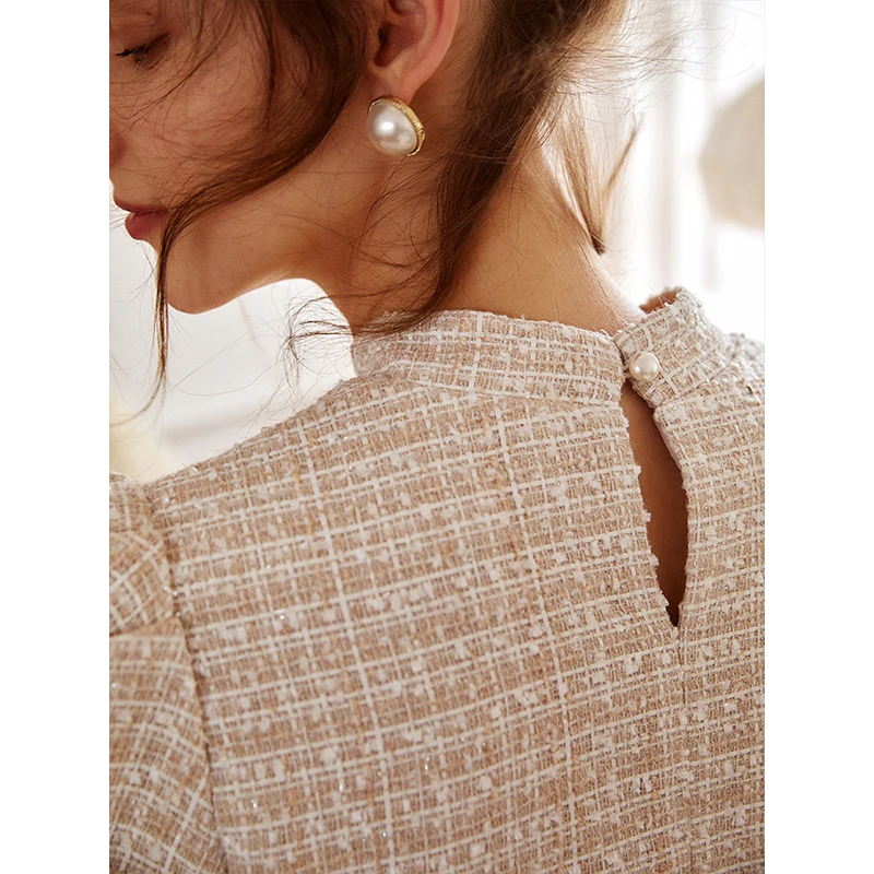 OLrain 2026 Autumn Women Chinese Style Tweed Short Jacket Long Sleeve Elegant Luxury Fashion Daily Outer Coat O21QW53182 view 5