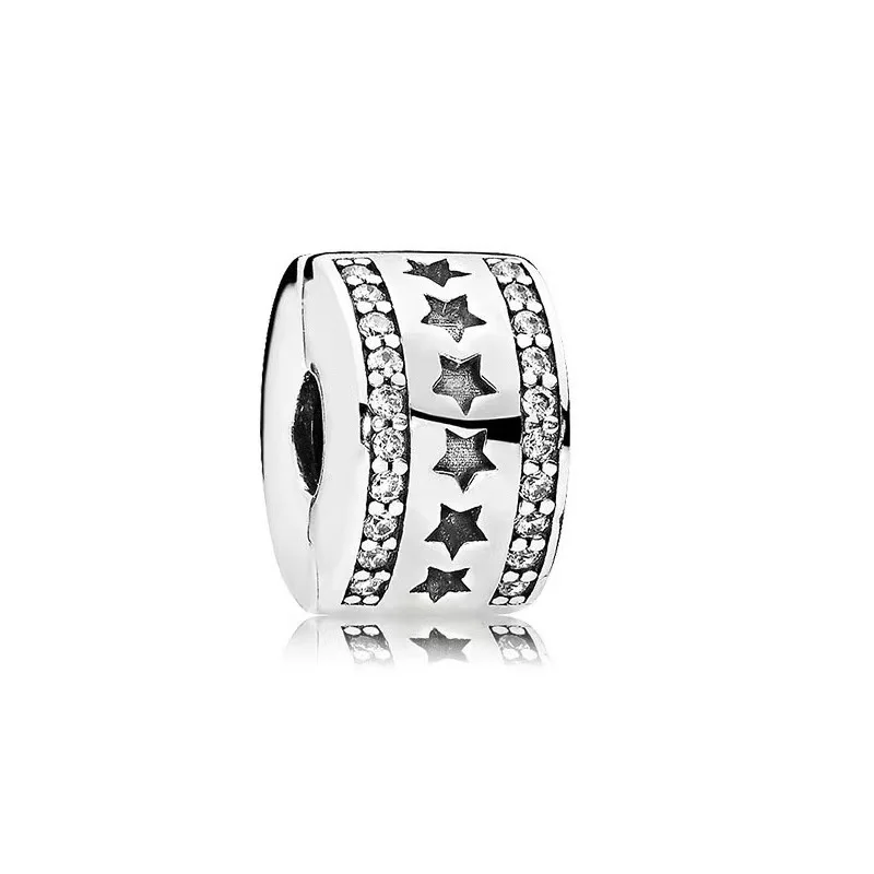 Fit Original Silver 925 Europeans Bracelet Jewelry Sparkling Row Clip、Butterflies Clip、Herbarium Cluster Safety Chain Charm Bead image 6