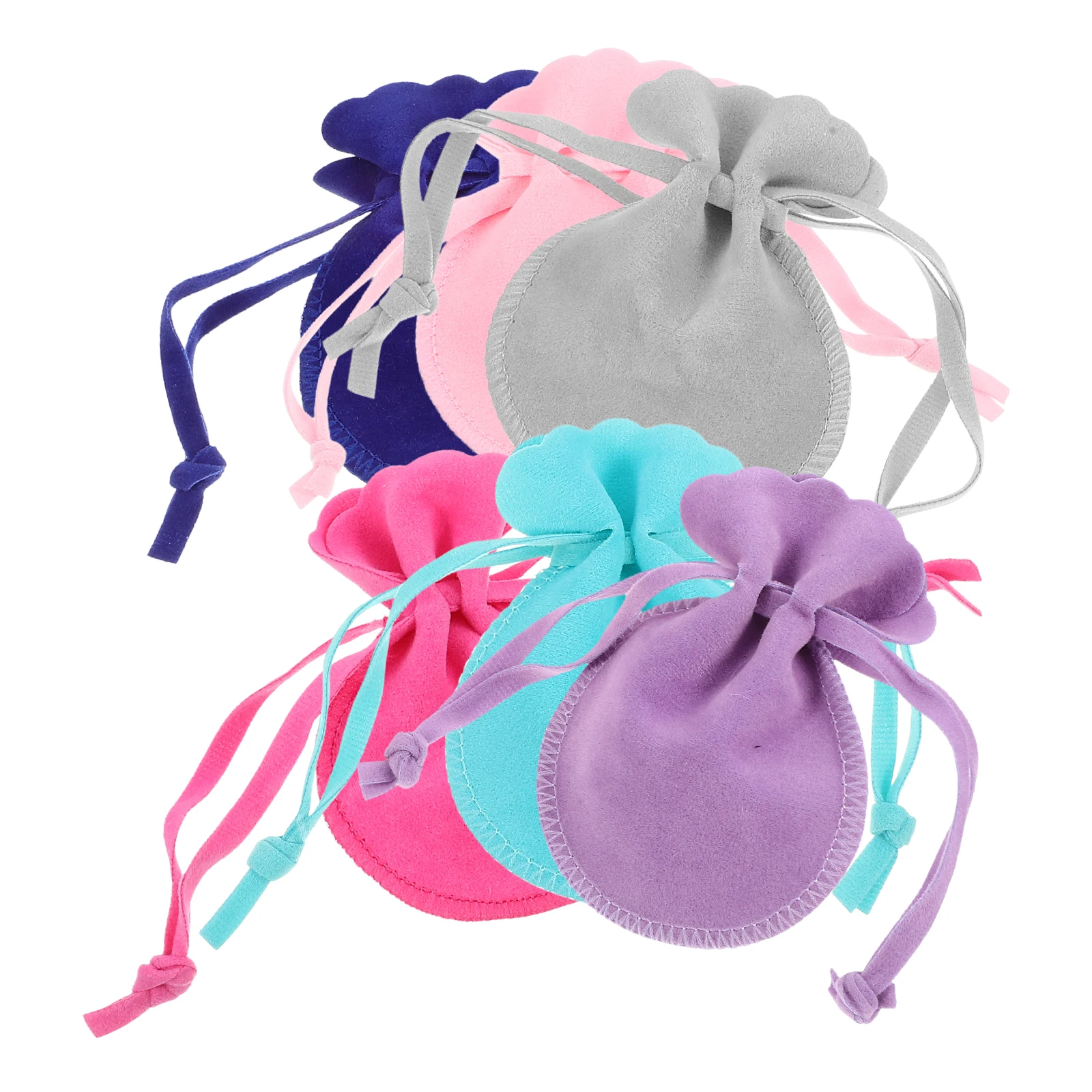 

6pcs Jewelry Bags Pure Color Drawstring Storage Small Velvet Pouches for Earrings Rings Accessories Packaging Gifts