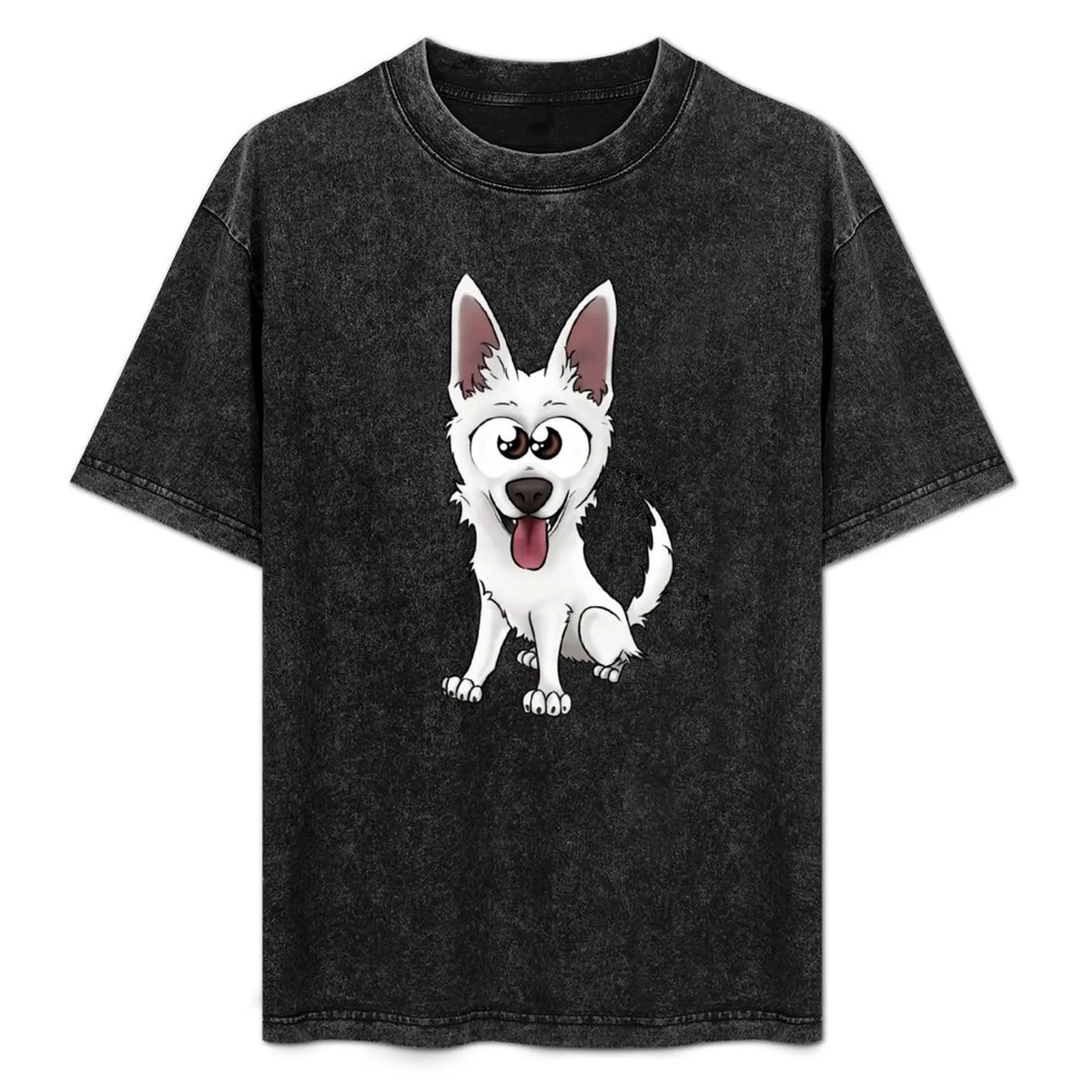 

White Swiss Shepherd Dog, Calystar T-Shirt Vintage Print Crew Neck Tee