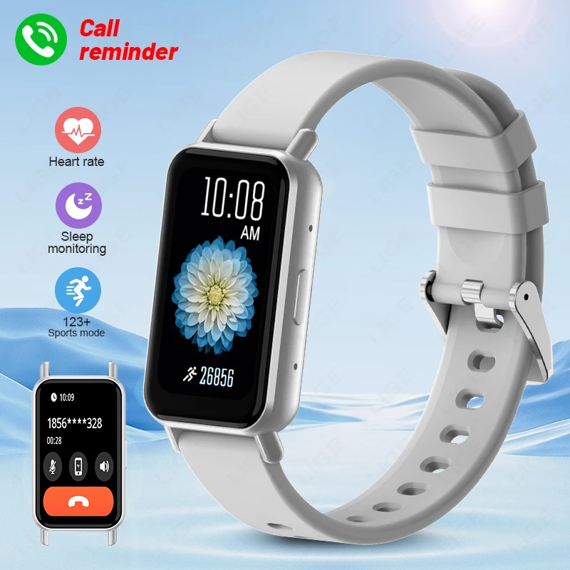 

LIGE Fashion Simple Smart bracelet IP68 Waterproof Sport Fitness Monitoring Smart Watch Wireless Call Voice Assistant Smartwatch