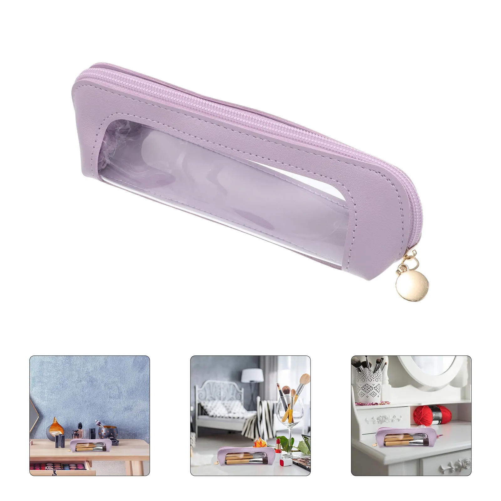

Makeup Brush Bag Transparent Travel Brush Eyeliner Pencil Case Zipper Organizer Makeup Tool Storage Pouch