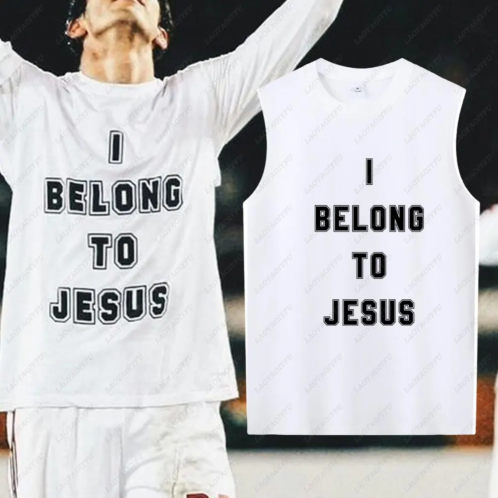 I Belong To Jesus Men Vest Cotton T-Shirt Summer Fashion Casual Sleeveless Vest Cultural Tshirt Men Clothing Tops - Image 2