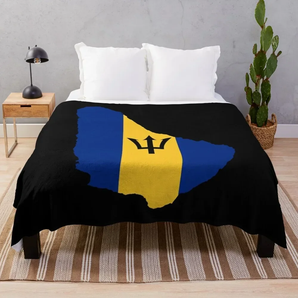 Flag Map of Barbados Throw Blanket Thins funny gift Giant Sofa Travel Blankets