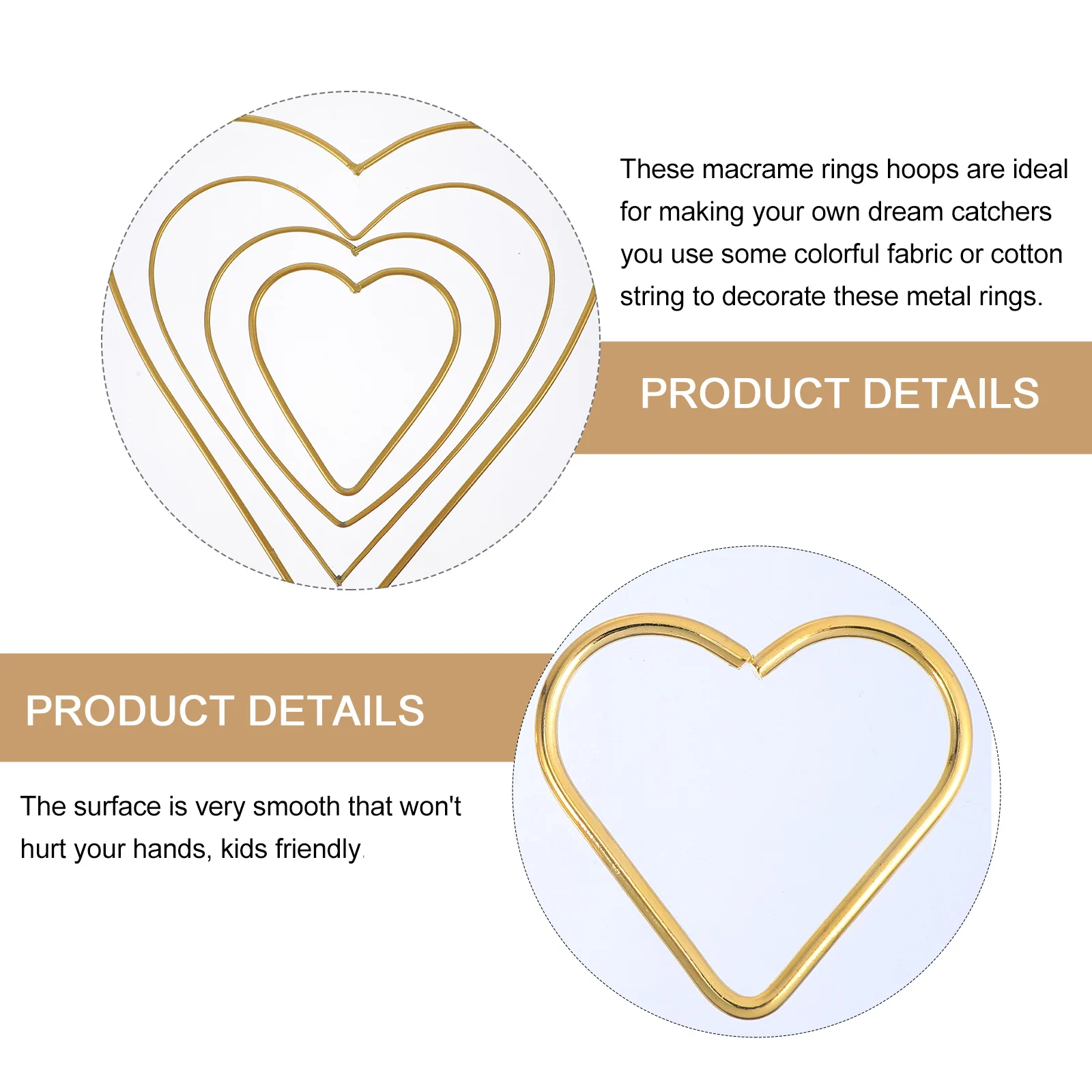 

12Pcs Metal Decorative Wreath Heart-Shaped Iron Rings DIY Dream Catcher Ornaments Portable Unique Design Heart-Shaped Ring