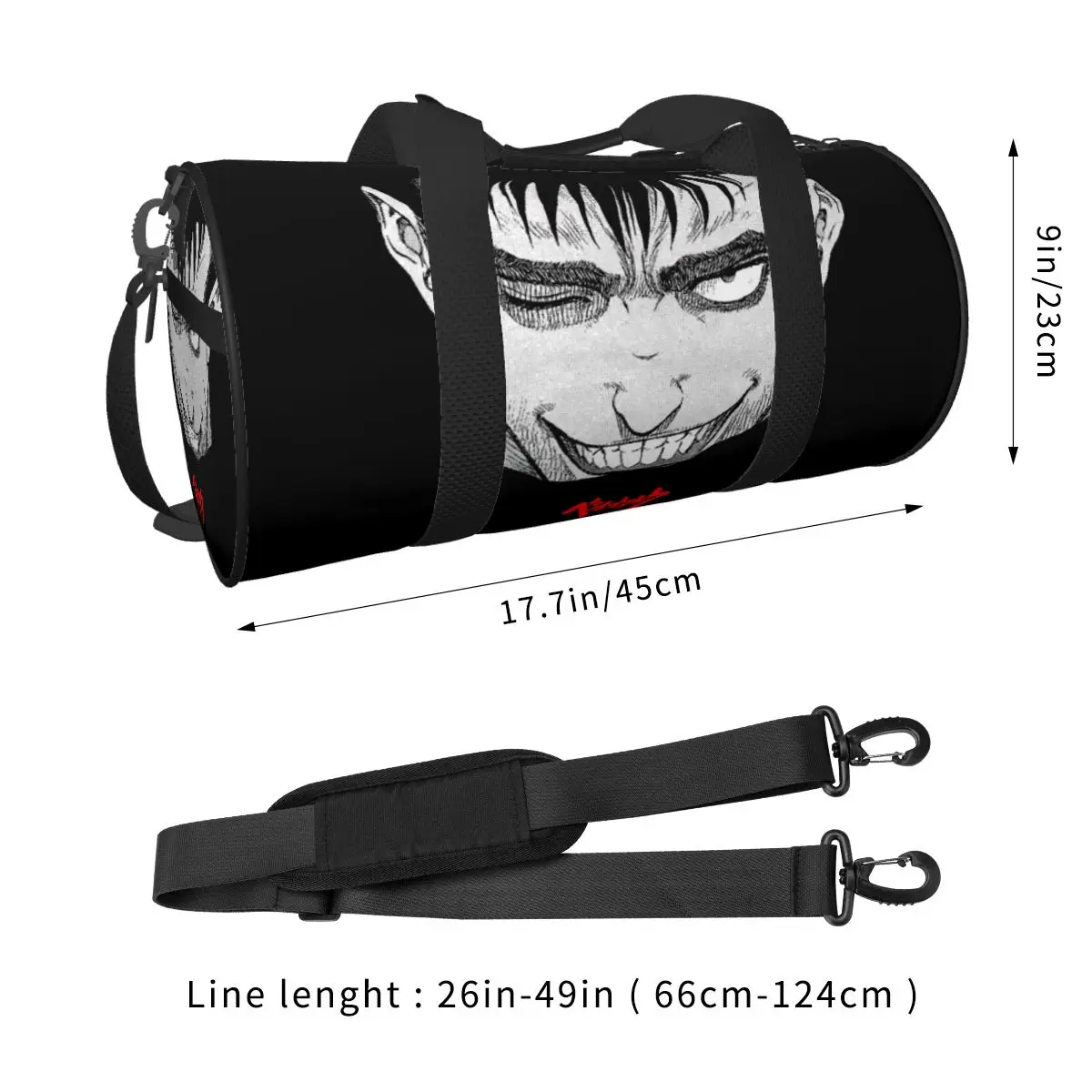 Japão Anime Sports Gym Bag com bolso para homens e mulheres, impermeável Weekender Duffel Bags, Mochila de Viagem, Yoga, Bereserk