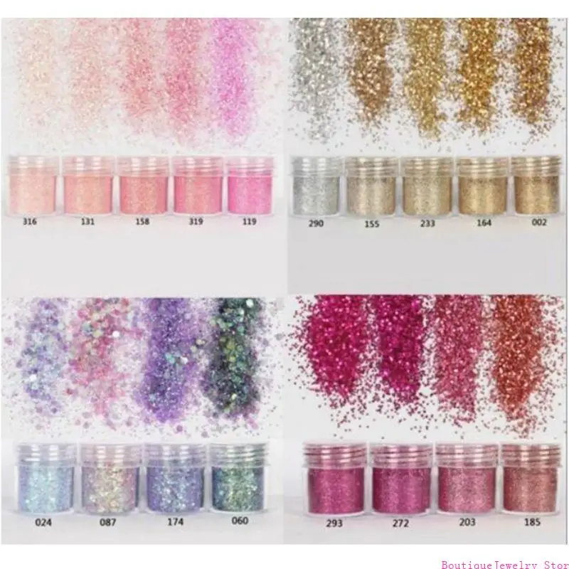 E1PE 18 Bottles Sequins Resin Shinning Filling Flash Glitter Powder Resin Filler