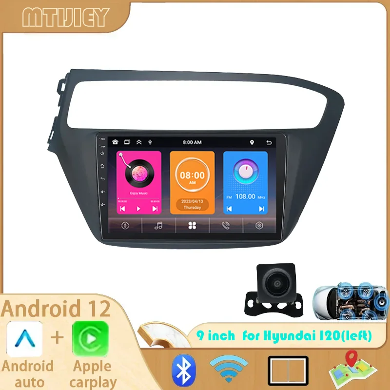 Wireless CarPlay Android Auto Radio for Hyundai I20(left hand drive) 2018-2019 Car Multimedia GPS 2din autoradio with frame