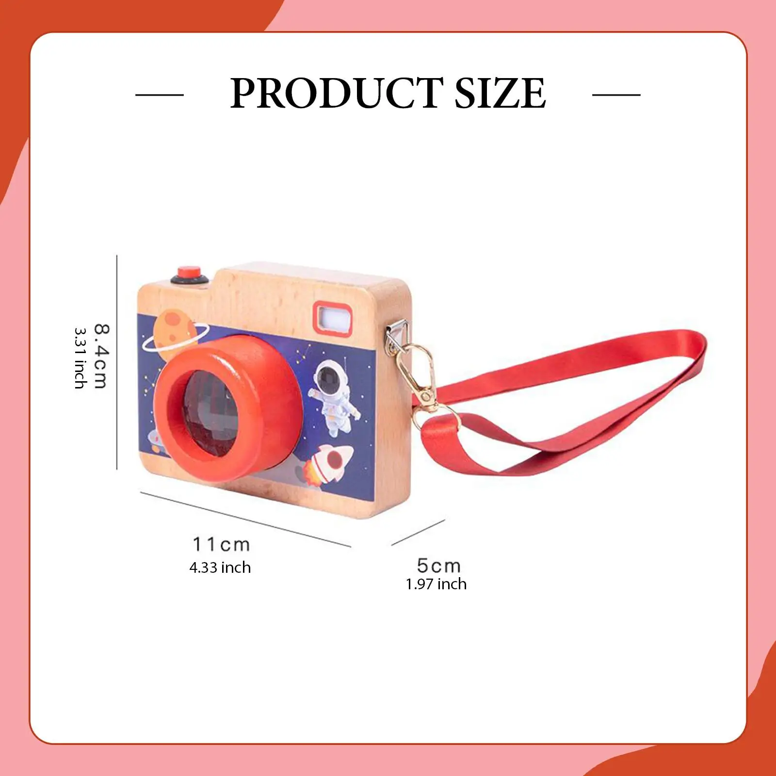 Drewniana mini lalkowa aparatka fotograficzna, zabawa w udawanie, upominek na przyjęcie z prawdziwymi dźwiękami i światłem, edukacyjna na Boże Narodzenie, dla 3-latka, dla dzieci