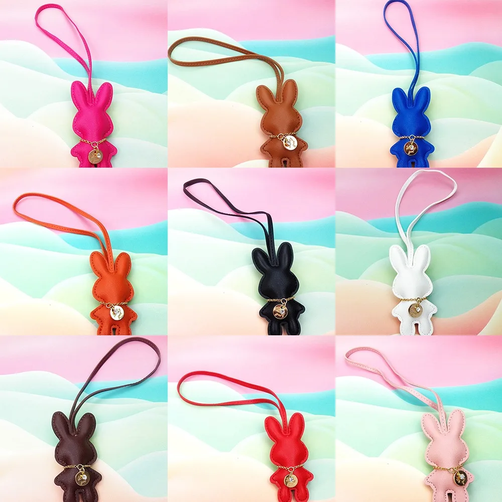 

PU Leather Bunny Keychain Fashion Portable Multipurpose Handbag Key Ring Cute Female Keyring Handbag