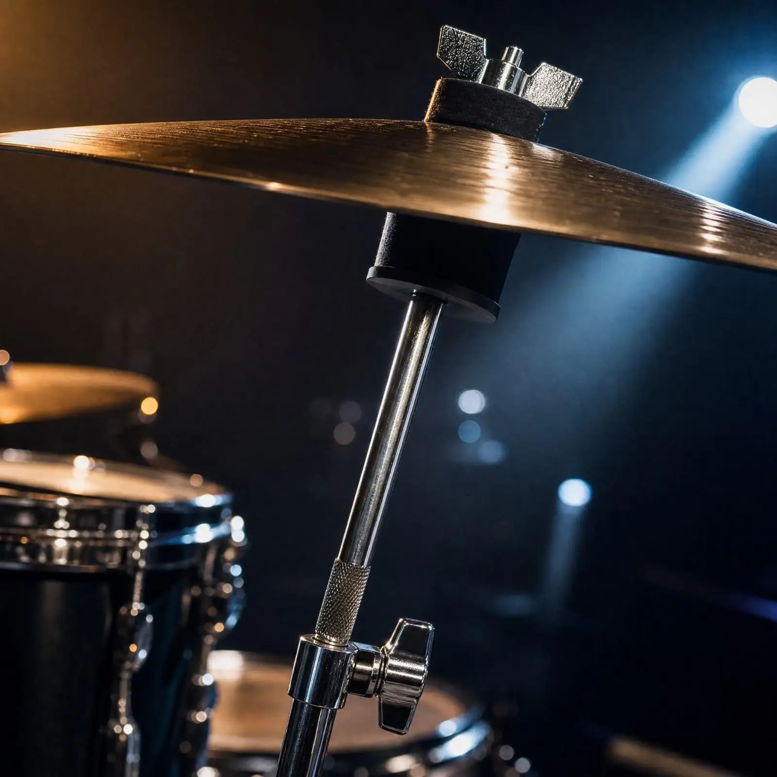 Percussion Cymbal Stacker Mount Steel Shaft with Black Cushion Grip Secure Wingnut Clamp for Stacking Extra Cymbal in Practice