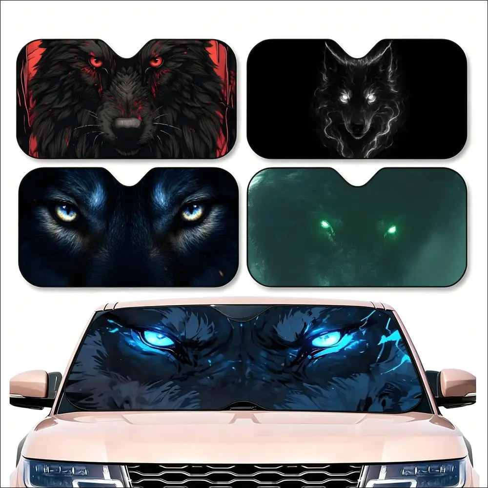 

photograph of a wolf in smoke Sun Visor Car Windshield Sunshade | Reusable Aluminum Foil UV Heat Insulation Sun Visor Cover