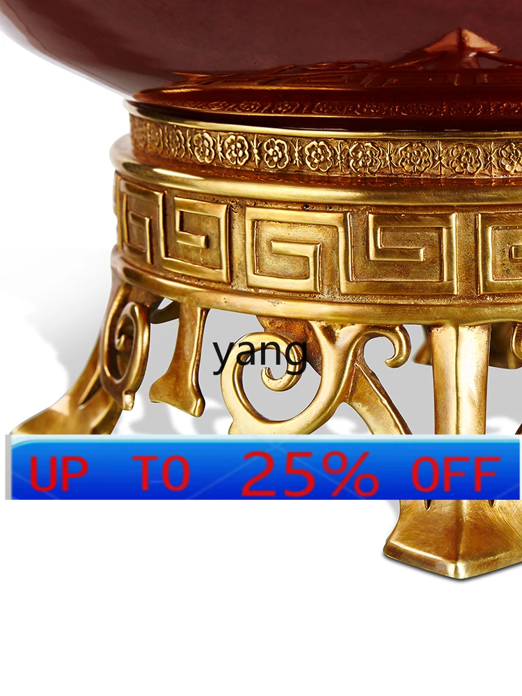 

CX Vintage HY Open Vase Ceramic Copper Home Square Flower Decoration