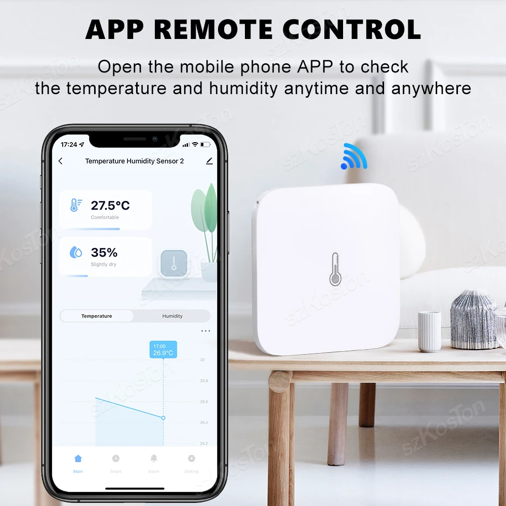 eWeLink APP Inteligentny czujnik temperatury i wilgotności ZigBee ze smyczą Wewnętrzny higrometr Termometr dla Alexa Google Home