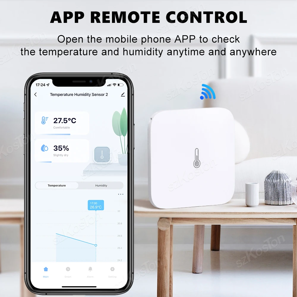 eWeLink APP Smart ZigBee Temperature and Humidity Sensor with Lanyard Indoor Hygrometer Thermometer for Alexa Google Home