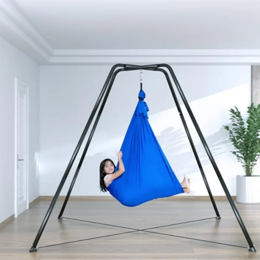 

Sensory Swing Stand for 600LBS Heavy Duty Metal Frame for Backyard Indoor Anti-Rust All Weather Resistance Black Swing Frame wi