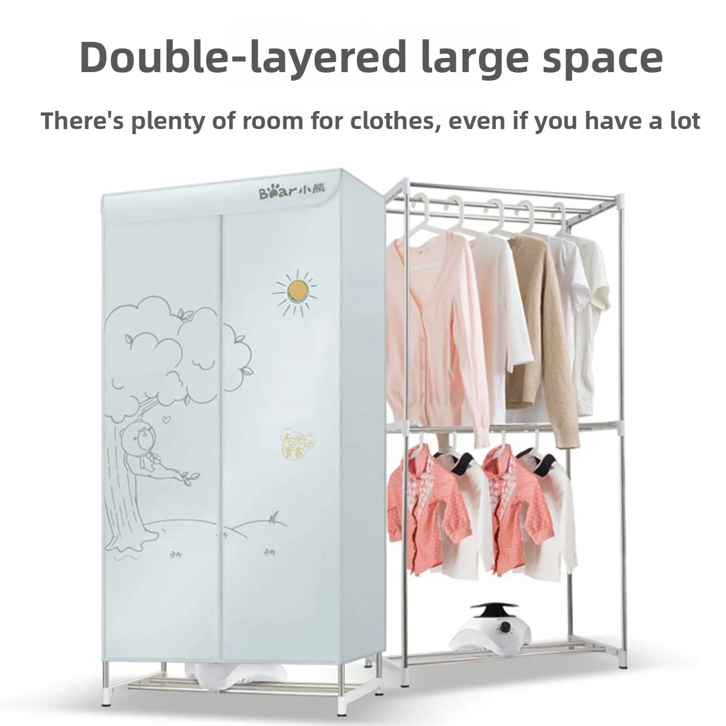 415L Large Capacity Clothes Dryer, 1000W High Temperature Sterilizer, Home Garment Air Dryer, Waterproof Dustproof Strong Load