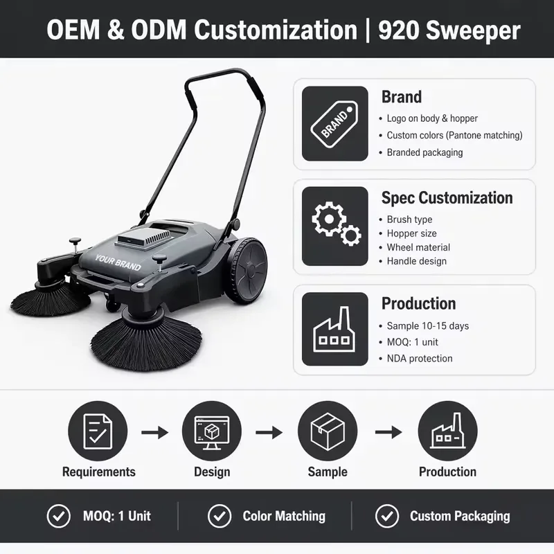 920mm Manual Push Sweeper Commercial Floor Cleaner Hand Operated Industrial Cleaning Machine for Warehouse Supermarket Large