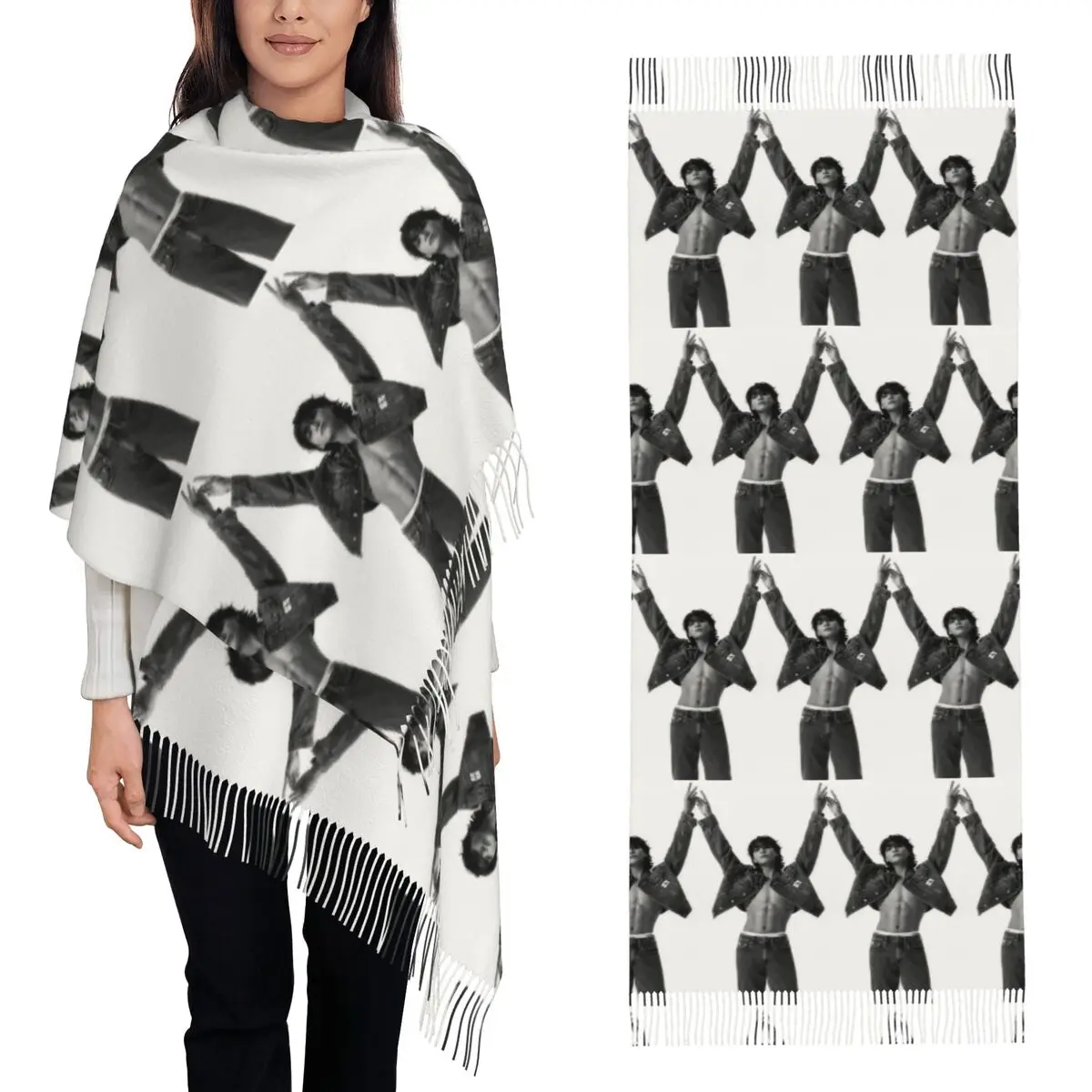 

JK Jungkook Scarf Tassel Scarves for Women Soft Warm Shawls and Wraps Long Fall Winter Shawl Wrap