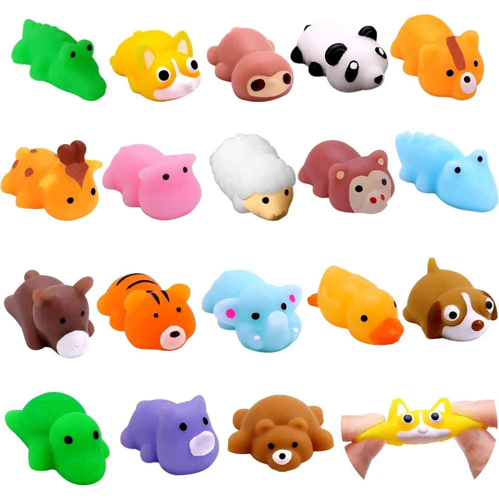 Mochi Squishy Toys Mini Jungle Animals Squishies Soft Squeeze Fidget Toys Kawaii Stress Relief Toys for Boys Girls Party Favors