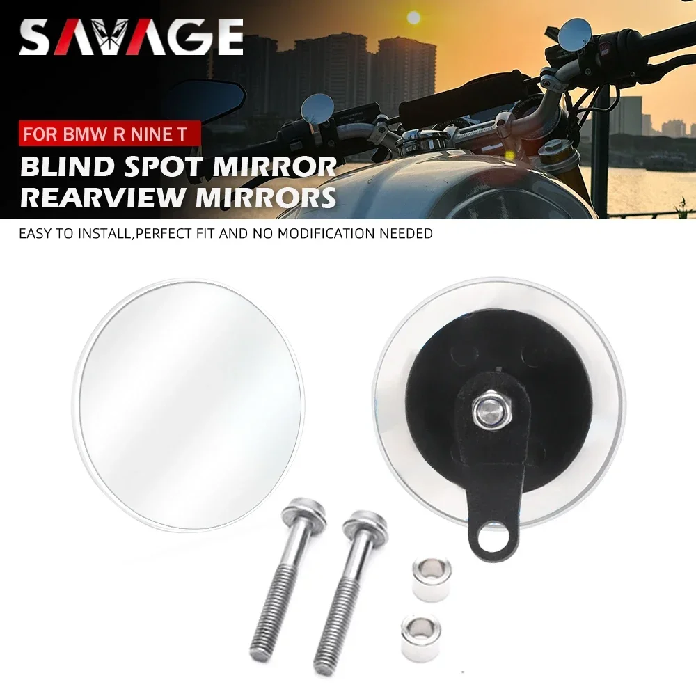 Wide Vision Rearview Mirror For BMW R NineT Pure Scrambler R Nine T Urban G/S Blind Spot Rimless Side Mirror 360 Degree Rotation