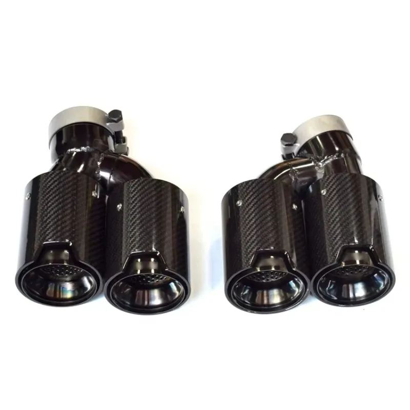 Inlet 67mm Car Exhaust Tip Carbon Fiber Dual Muffler Pipes Tips view 2