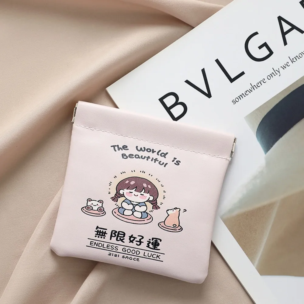 

Высококачественная мини-косметичка с автоматическим закрыванием и мультяшным узором, мягкая косметичка из искусственной кожи, портативная дорожная сумка для хранения