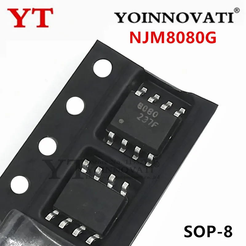 10pcs NJM8080G NJM8080 8080 SOP-8 Dual Operational Amplifier Patch