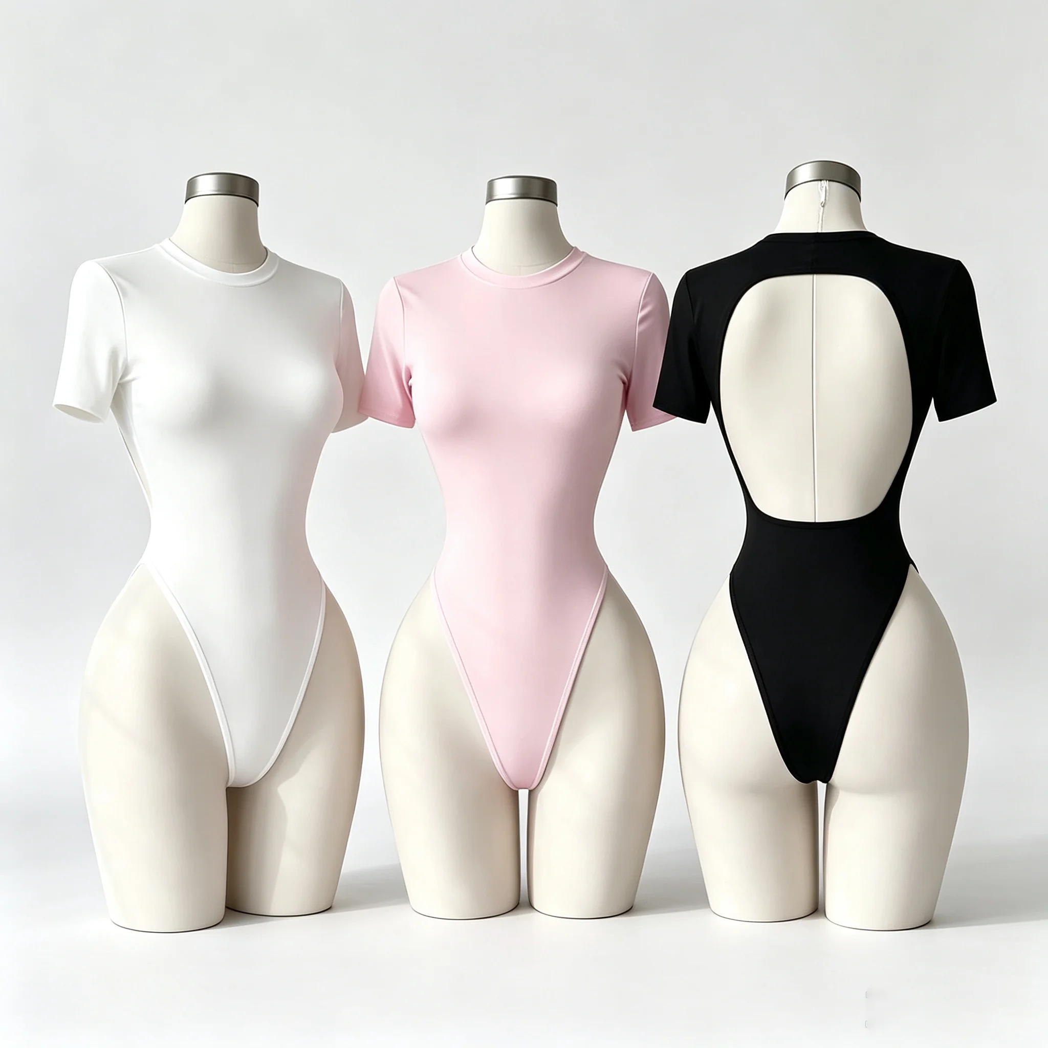 Body de Mujer Básico de Color Sólido y Alta Calidad con Espalda Descubierta