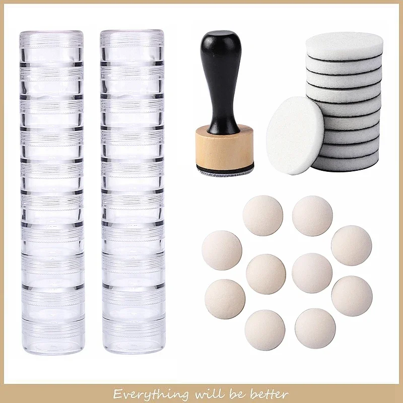 

Round Stackable Jars Mini Ink Blending Tools with Round/domed Foams Applying Inks and Paints Through Stencils Making Cards Paper