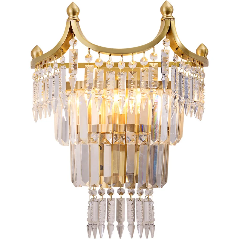

European light luxury all copper villa living room TV background wall wall lamp French luxury bedroom lamp