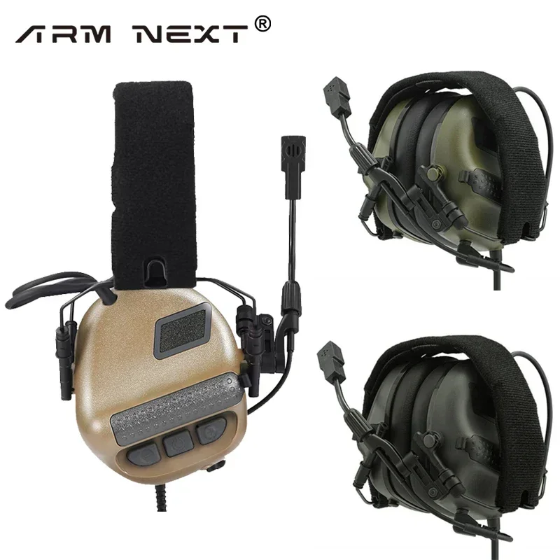 Upgrade Airsoft Tactical Headset Foldable Earmuff Microphone Military Headphone Shooting Hunting Ear Protection Earphones