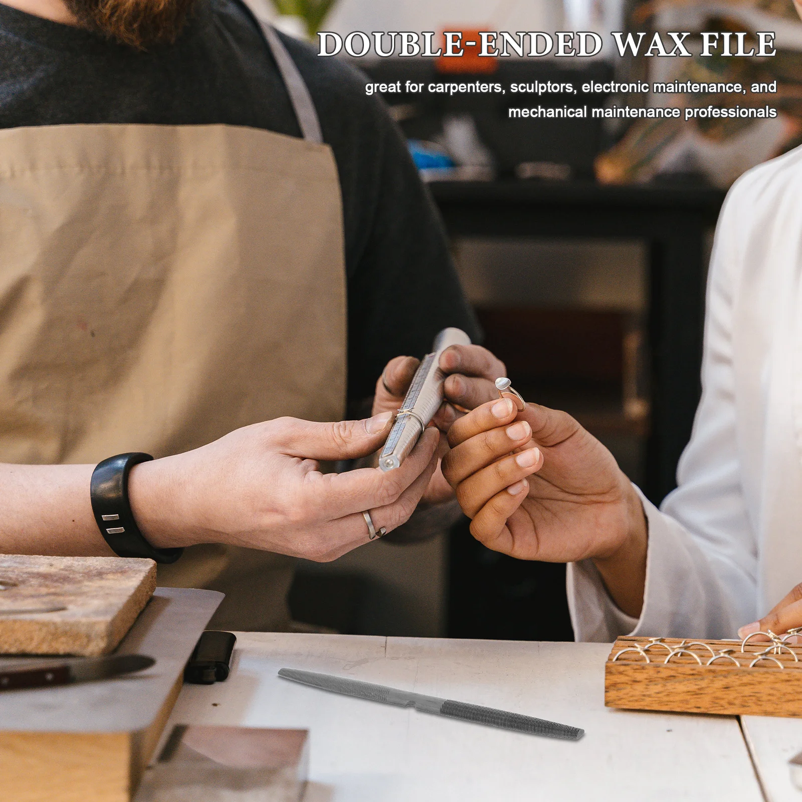 أداة نحت شمع المجوهرات مزدوجة نهاية نصف مستديرة لتشكيل الملفات متعددة الأغراض تستخدم صيانة نجار النحات