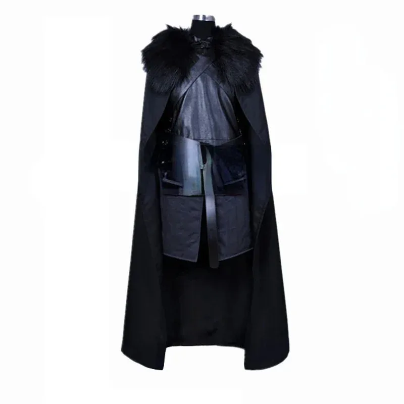 House Dragon Jon Cosplay Snow Costumes Men's Black Cloak Uniform Full Set Coat Role-playing Outfits Halloween Carnival Suits