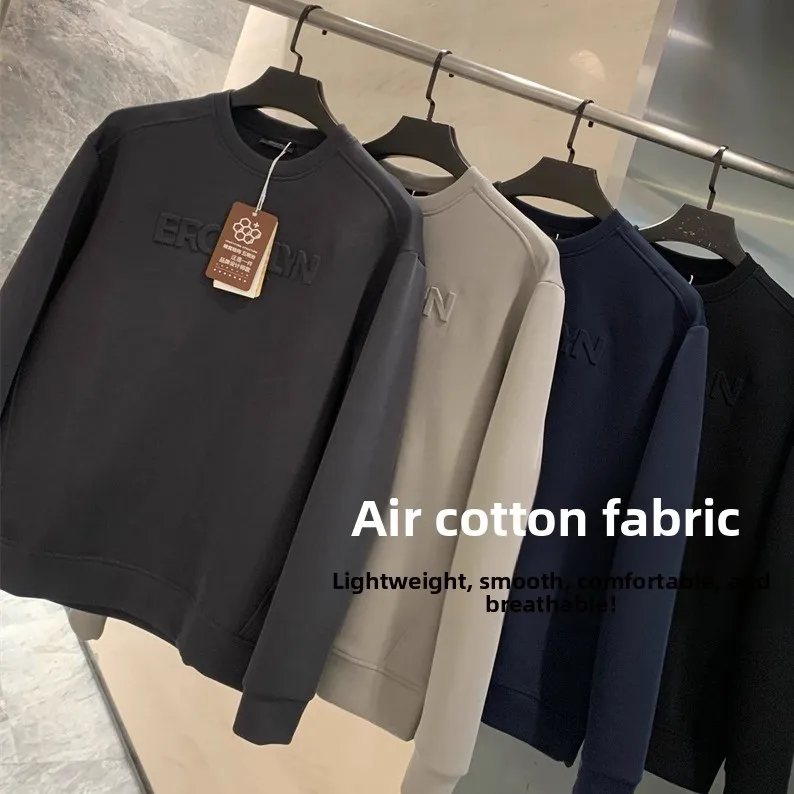 

Long Sve Hoodie Men's Casual Versatile Color Breathable Comfortable round Ne Printed Sweatirt